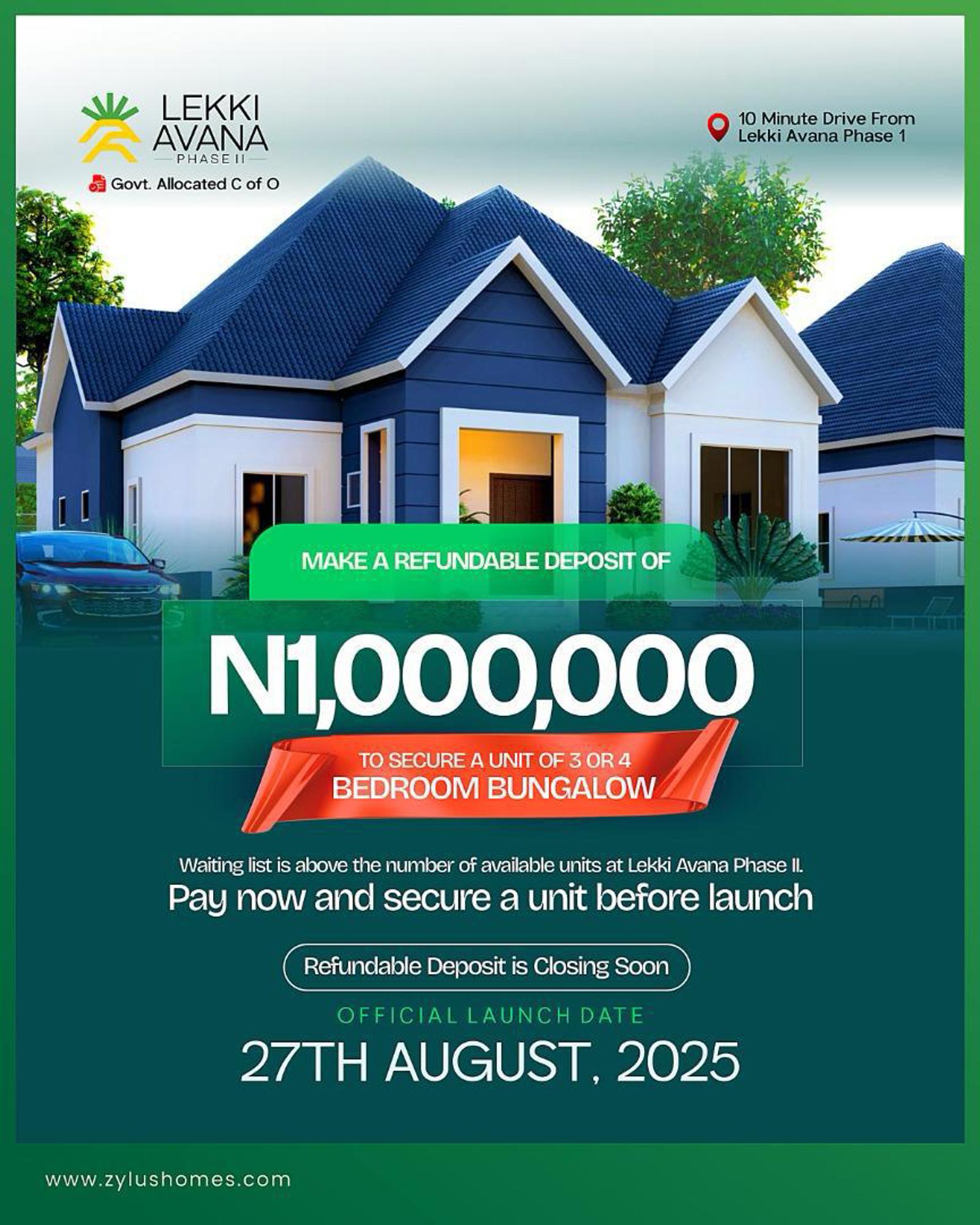 3 Bedroom and 4 Bedroom Bungalow Ibeju Lekki