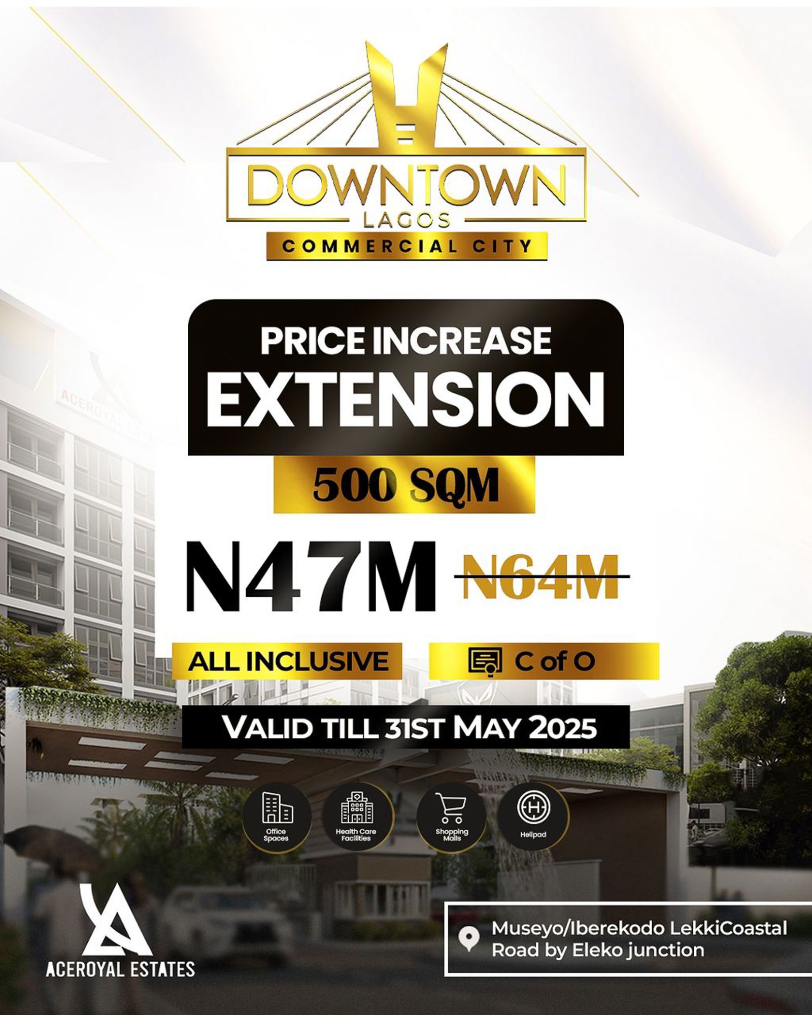 Commercial Plots facing Coastal Road for Sale in Downtown Lagos Ibejulekki