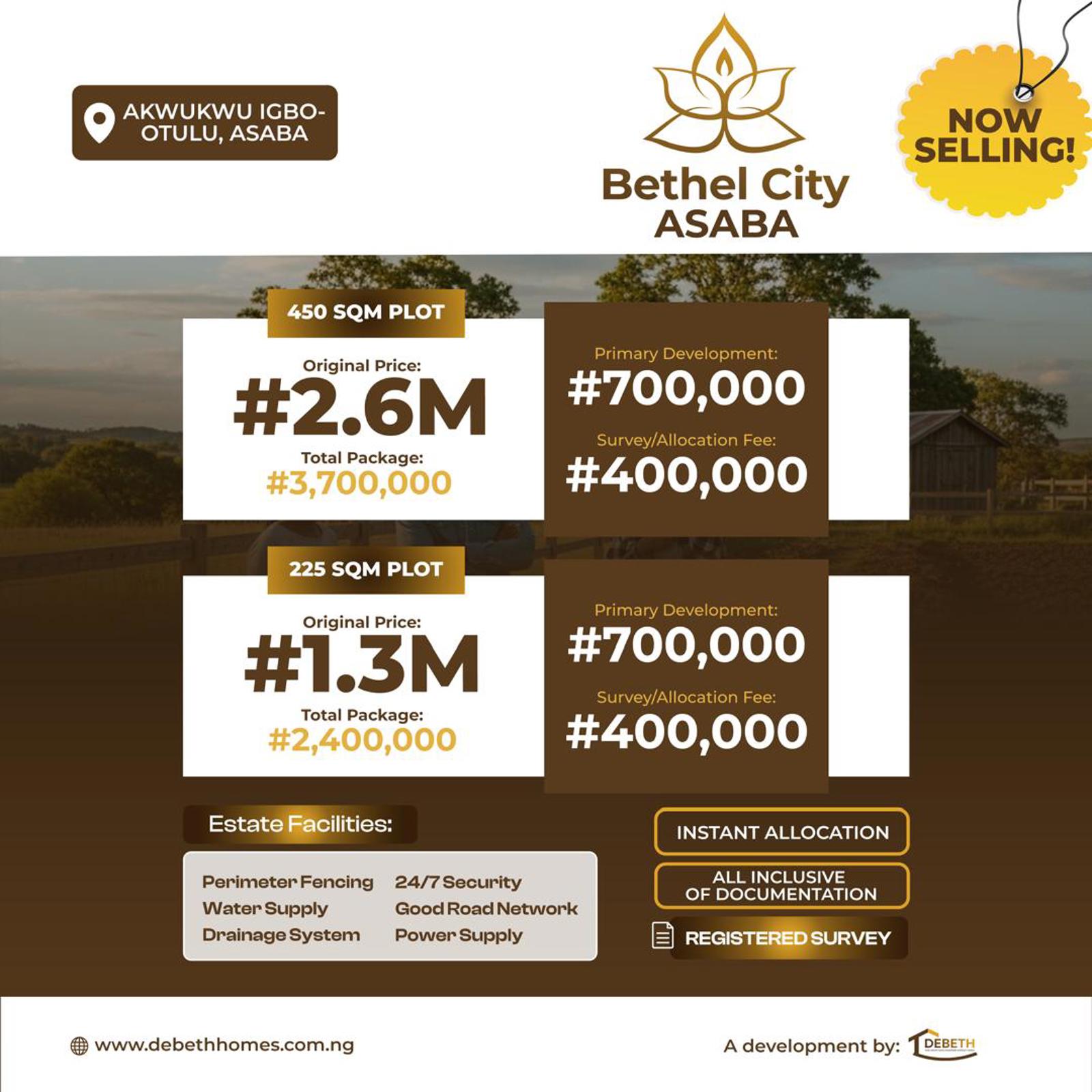 A LAND SUITABLE FOR 4 BEDROOM BUNGALOW IN ASABA
